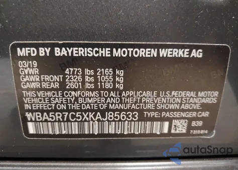 2019 BMW 330I xDrive from USA, damaged, VIN WBA5R7C5XKAJ85633